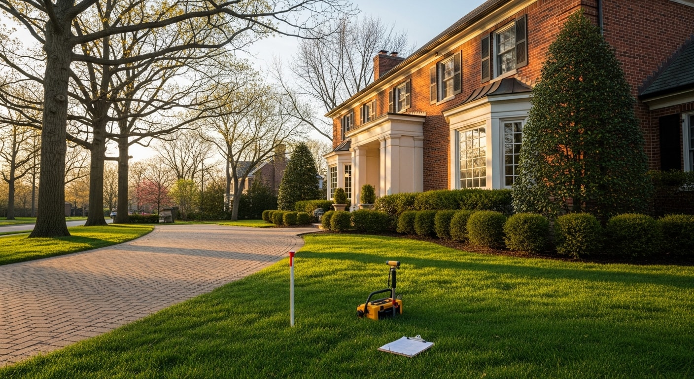 Elegant Grosse Pointe estate home with manicured grounds and professional landscaping.