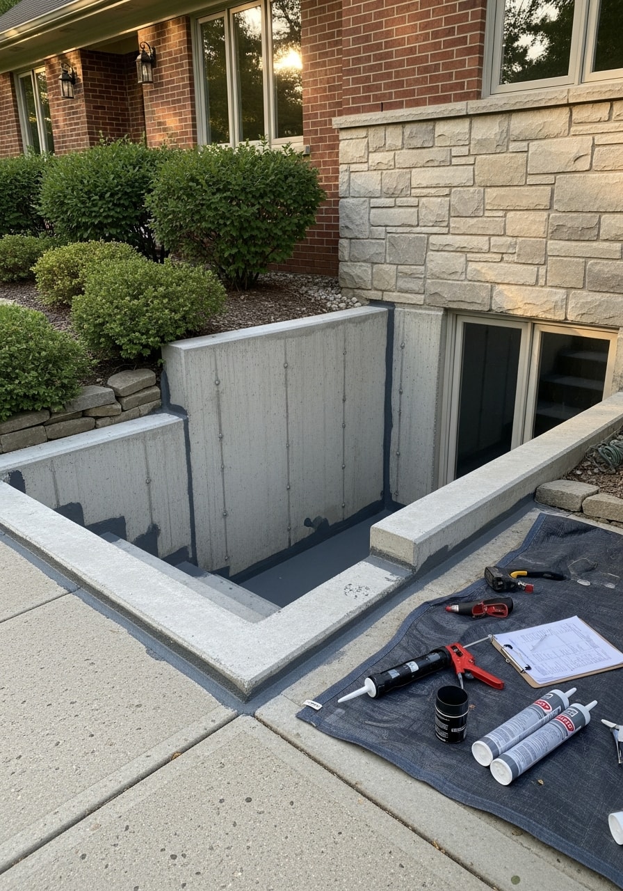 Technician performing careful work on a West Bloomfield home's exterior.